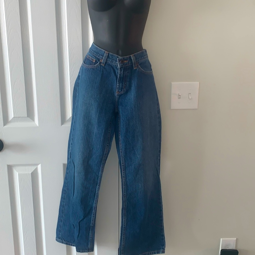 L.L. Bean Wide Leg Denim Jeans in Deep Blue
